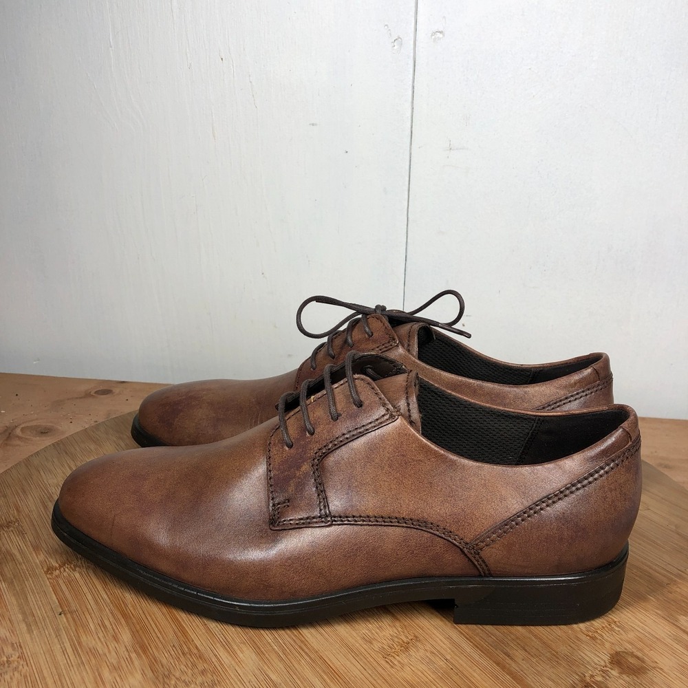 Ecco mens size 42 shoes brown leather Melbourne Tie Oxford Brown Classic Work